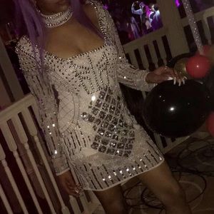 Beaded white banquet dress